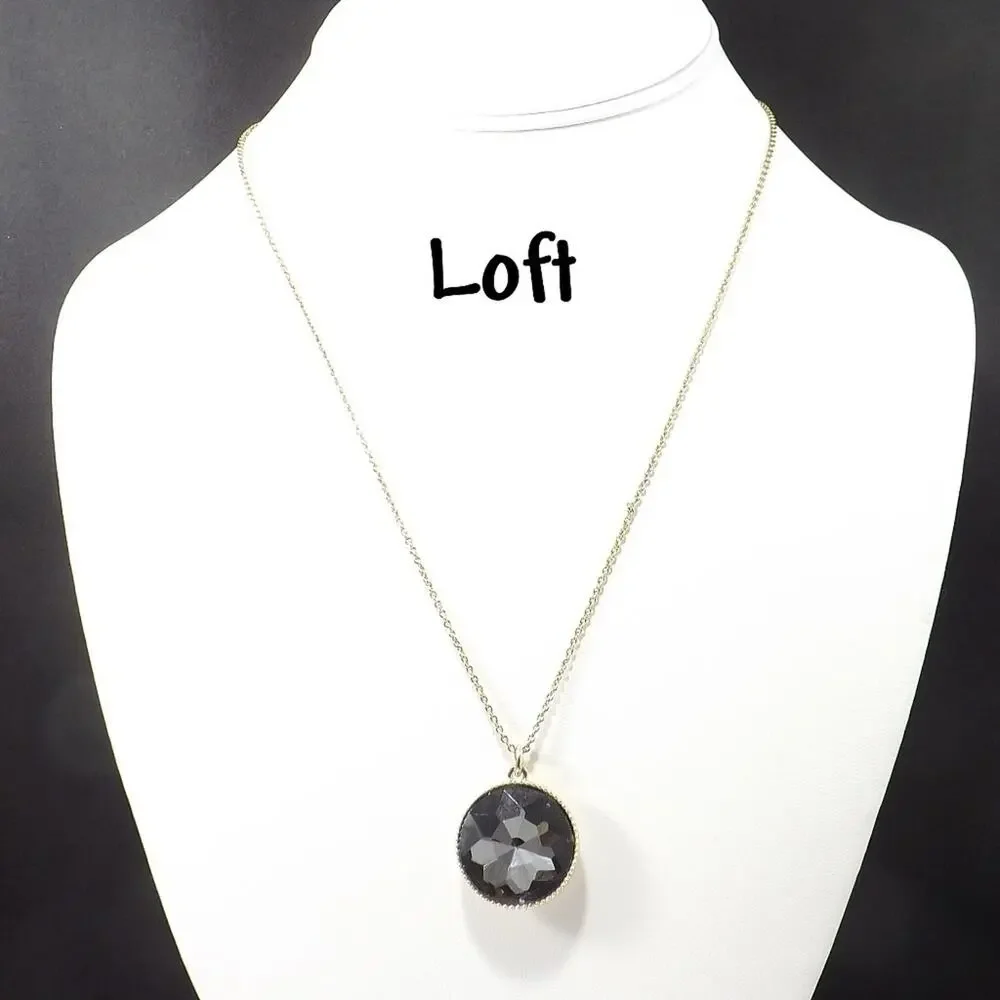 Loft Gray Crystal Pendant Long Silver Necklace, Woman's 34